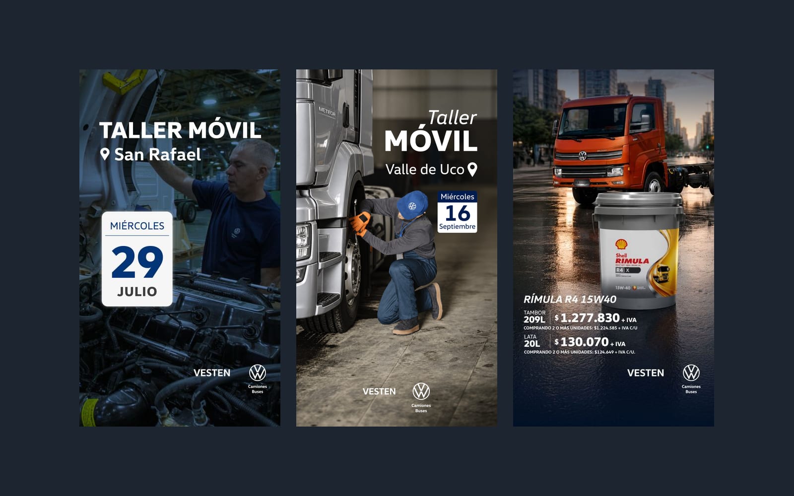 Historias de Vesten para taller móvil, test drive y postventa
