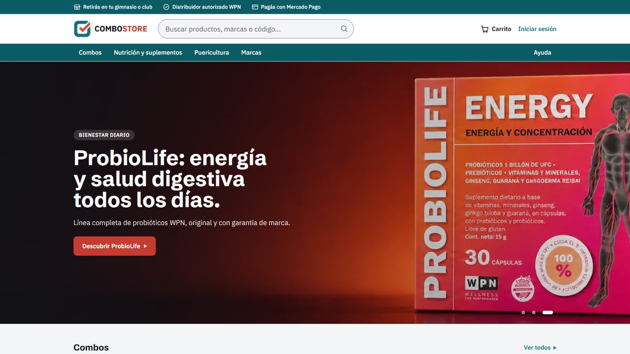 Inicio de la tienda online de ComboStore