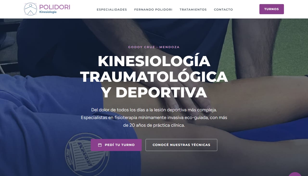 Portada del sitio web de Kinesiología Polidori